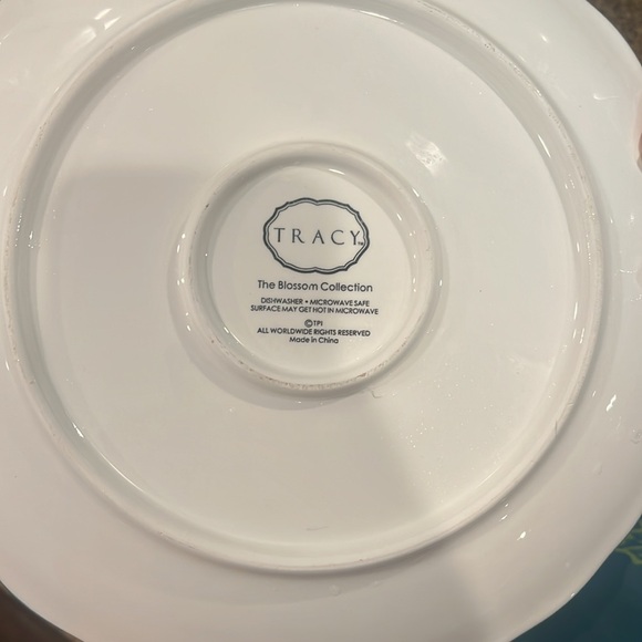Tracy Porter Retired Teal Blossom Collection Dinner Plates - Picture 3 of 6